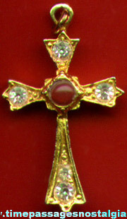 Jeweled Stanhope Cross Necklace Pendant