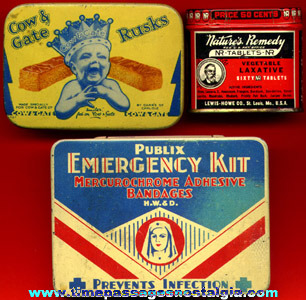 (3) Small Old Advertising Tin Containers