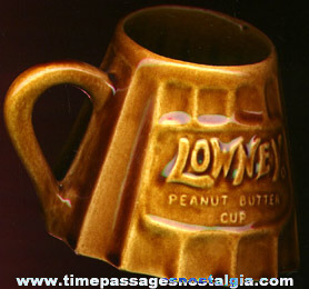Old LOWNEY’S Peanut Butter Cup Ceramic Advertising Mug