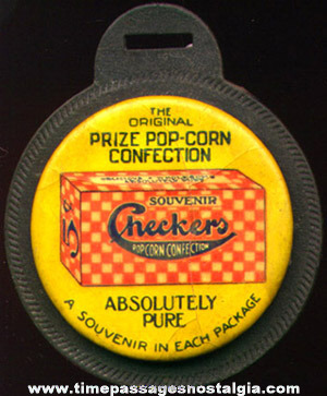 Early 1900’s Checkers Popcorn Confection Advertising Premium Watch Fob