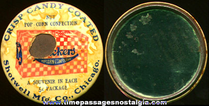 Early 1900’s Checkers Popcorn Confection Advertising Premium Pocket Mirror