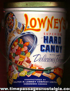 (2) Similar Old 5 lb. Lowney’s Hard Candy Advertising Tin Pails