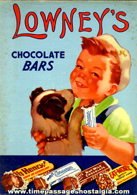 Colorful Old Lowney’s Candy Bar Cardboard Sign