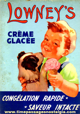 Colorful Old Lowney’s Ice Cream Cardboard Sign