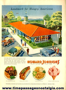 (16) Old Howard Johnson Restaurant Advertising items