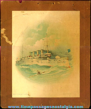 (2) Old Advertising Premium United States Navy Ship Prints