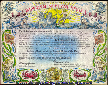 (2) Ornate Navy Shellback Certificates