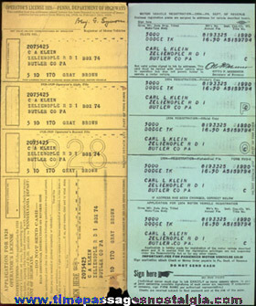 (14) Old Auto Licenses And Registrations