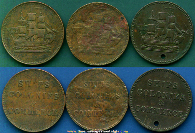 (3) 19th Century Canadian Half Penny Tokens