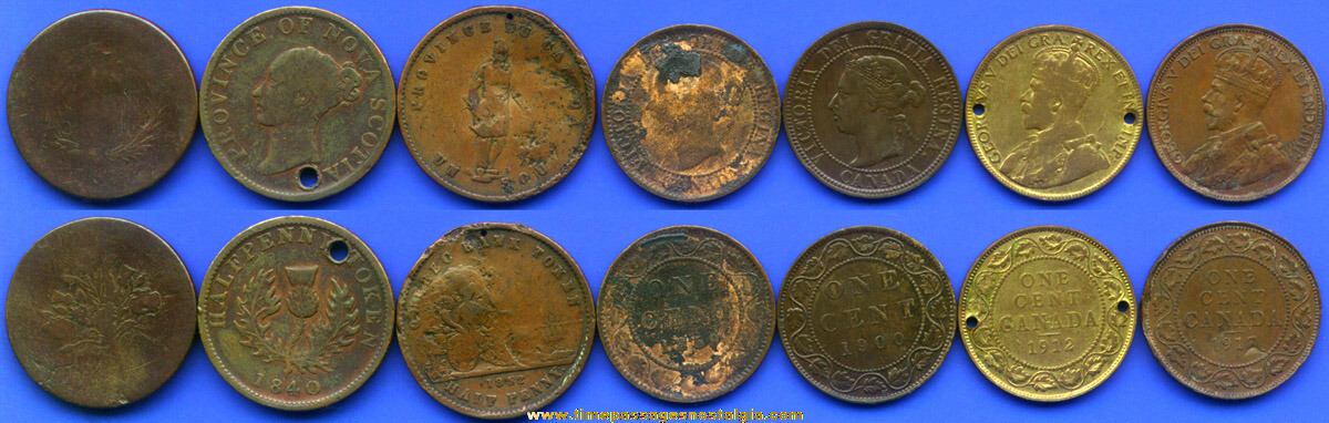 (7) 19th & 20th Century Canadian Half Penny & Penny Coins