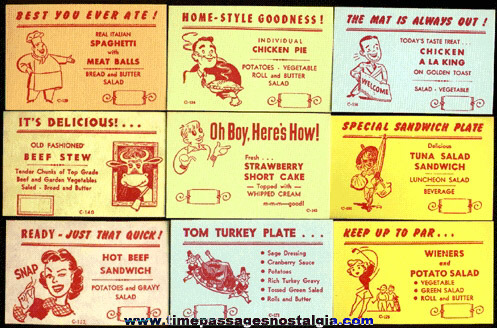 (26) Different Restaurant / Diner Menu Special Advertising Cards