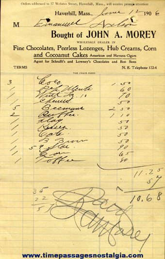 (10) 1906 - 1910 John A. Morey Confectionery Invoices