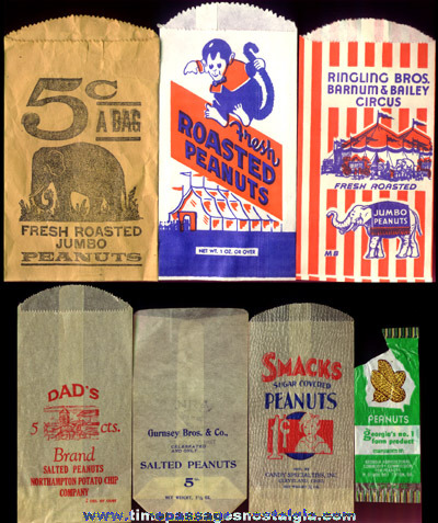 (7) Different Old Advertising Peanut Bags
