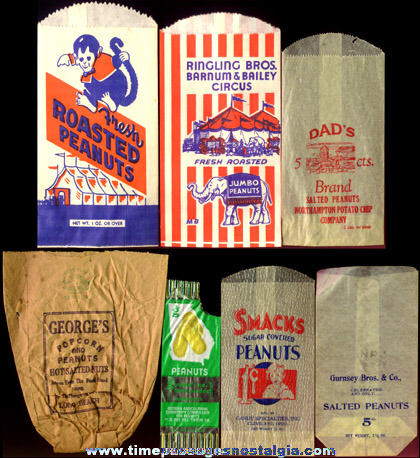 (7) Different Old Advertising Peanut Bags