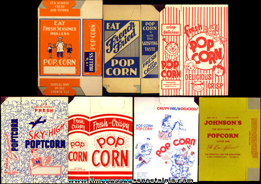 (7) Different Old Unused Advertising Popcorn Boxes