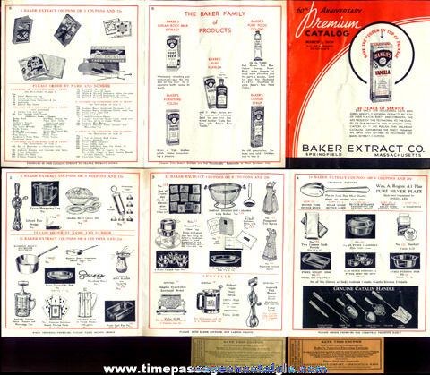 1939 Baker Extract Company Advertising Premium Catalog With (2) Coupons