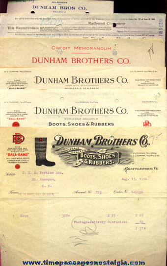 (29) 1915 - 1924 Dunham Brothers Company Invoice Sheets
