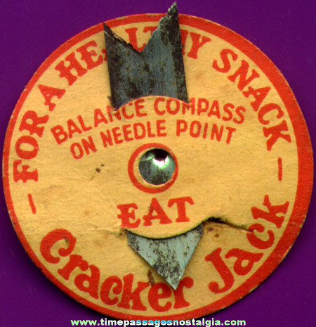 1930s Cracker Jack Company Advertising Prize Paper & Metal Compass