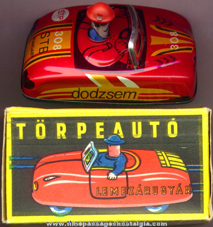 Boxed Hungarian Lithographed Tin Race Car