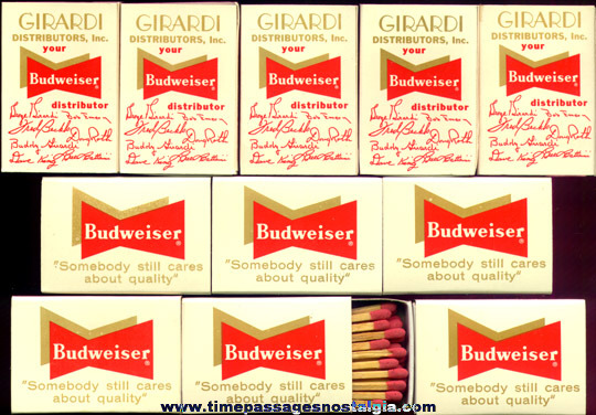 (11) Old Unused Budweiser Beer Advertising Match Boxes