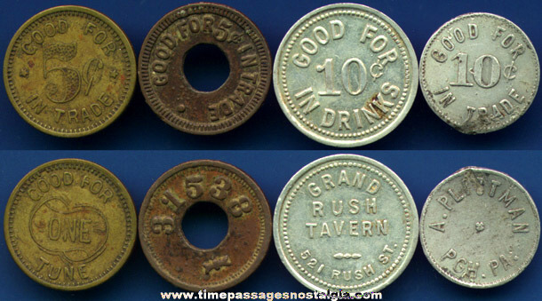 (4) Old "Good For" Token Coins