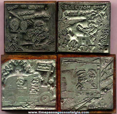 (4) Old Metal & Wood "Kiddies From Dairyland" Advertising Print Blocks