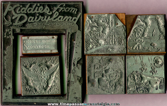 (7) Old Metal & Wood "Kiddies From Dairyland" Advertising Print Blocks