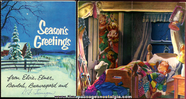 Old Borden Dairy Elsie Cow 3-D Christmas Card