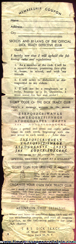 (2) 1930’s Dick Tracy Detective Club Premiums