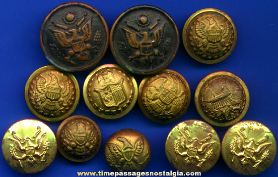 (12) Old Metal Military Buttons