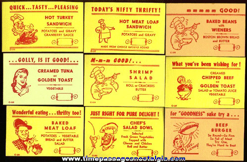 (26) Different Restaurant / Diner Menu Special Advertising Cards