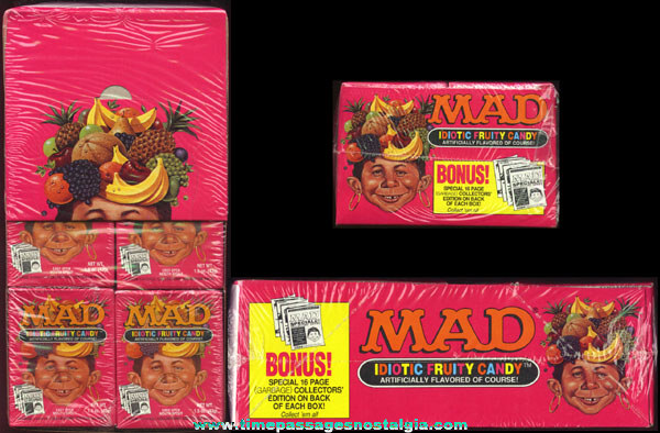 Full Unopened 1993 Display Box Of MAD Idiotic Fruity Candy