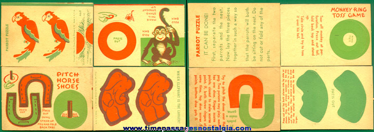 (4) 1946 Cracker Jack Prize Unused Game / Puzzle Cards