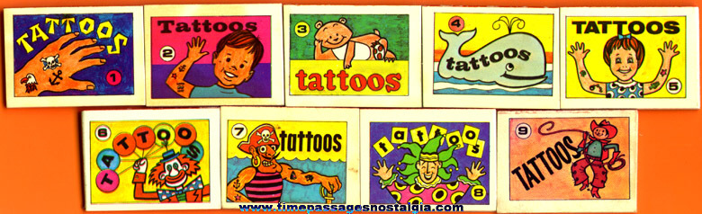 (9) Series Z-1366 Cracker Jack Prize Tattoo Books