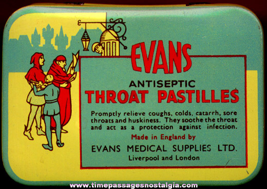 Old English Evans Cough Drop Tin