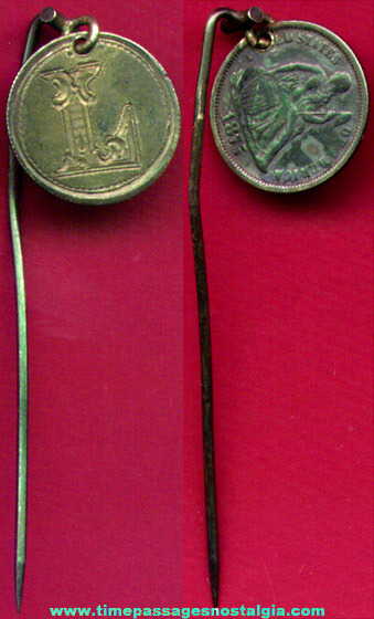 1875 United States Silver Dime Love Token Stick Pin