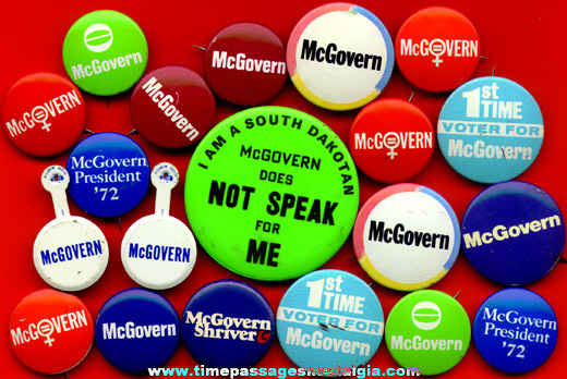 (20) Old George McGovern Political Campaign Buttons