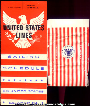 (8) 1953 S.S. UNITED STATES Paper Items