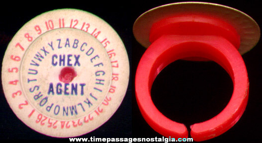 Ralston Cereal Chex Agent Secret Decoder Prize Toy Ring