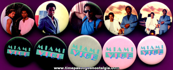 (10) 1984 Miami Vice Pinback Buttons