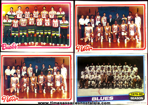 (4) 1980 Topps Chewing Gum Sports Team Pin-Up Pictures