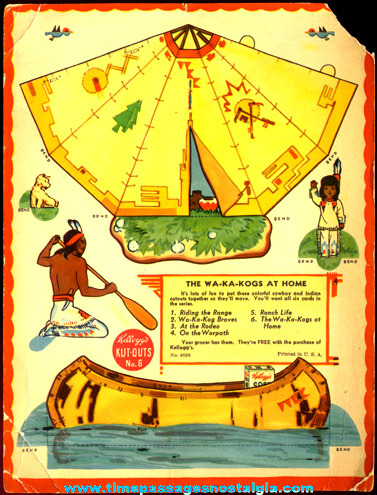 Old Native American Indian Kellogg’s Cereal Box Cut Out