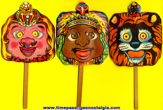 (3) Old Animated Premium Or Prize Character Stick Puppets