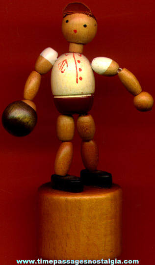 Old Wooden Bowler Push Puppet