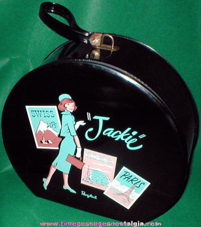 Large Old Vinyl "JACKIE" Kennedy Ponytail Travel Case