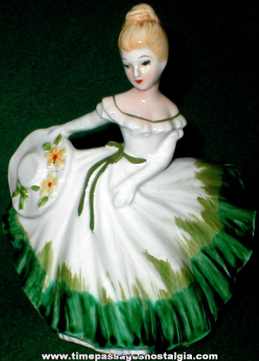 Old Lefton Porcelain Pretty Lady Figurine / Planter