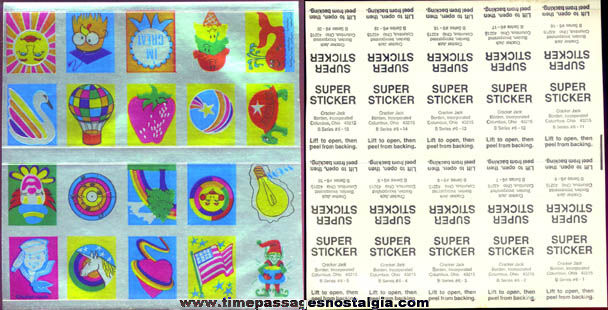 Uncut Cracker Jack Sheet Of (20) B Series #6 Foil Super Sticker Prizes