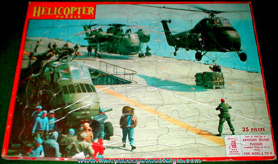 ©1960 Milton Bradley Helicopter Frame Tray Puzzle