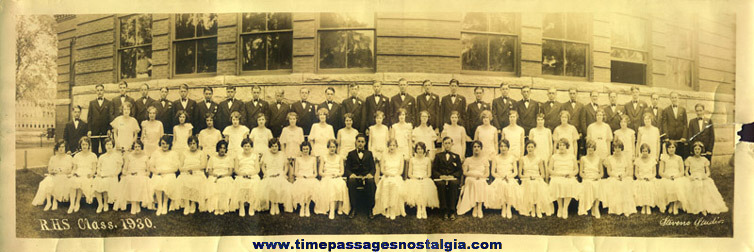 Long 1930 Rochester, New Hampshire High School Graduating Class Panoramic Photograph