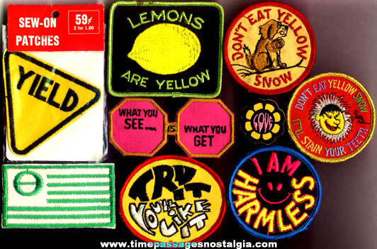 (9) Colorful 1960’s - 1970’s Cloth Patches With Sayings